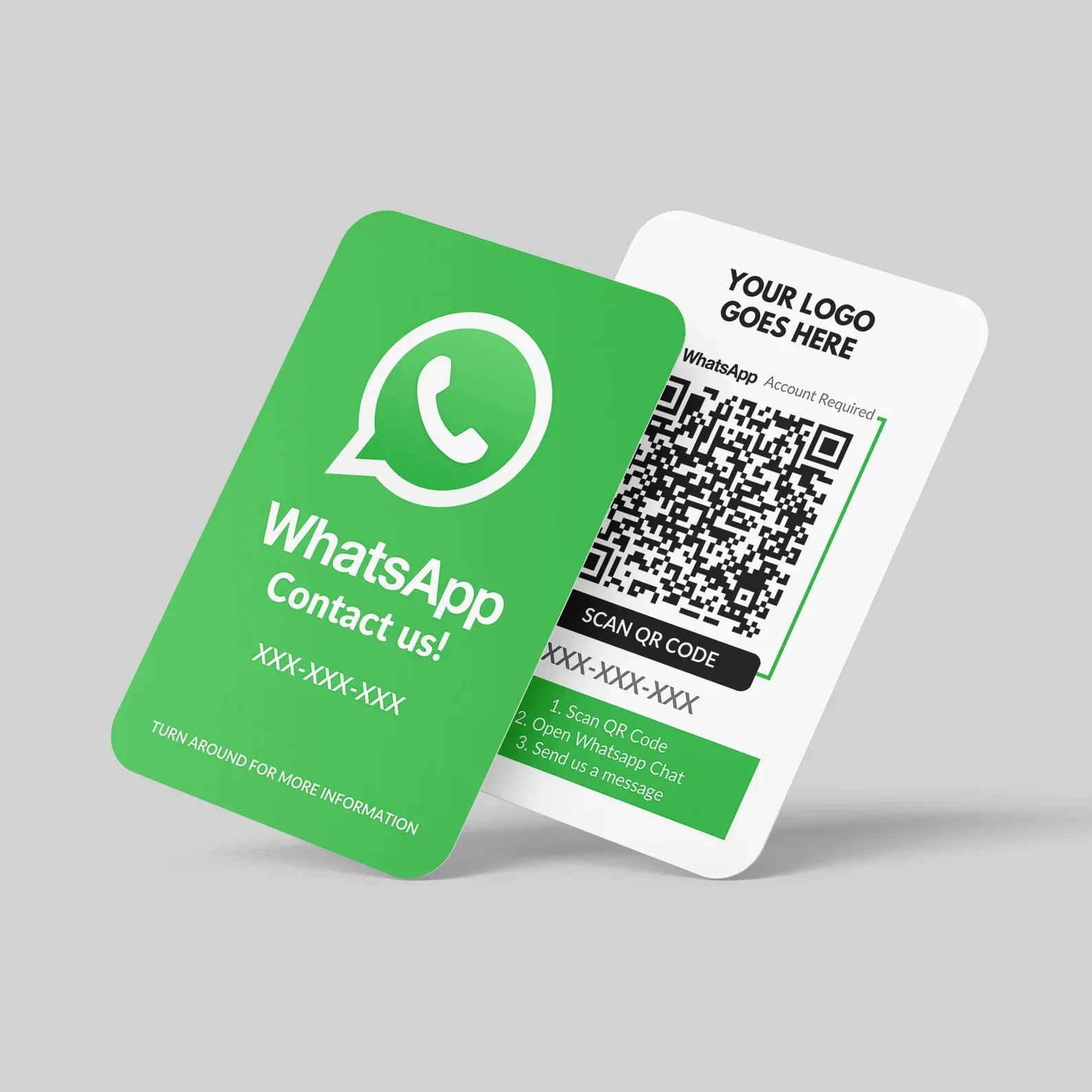 Custom WhatsApp QR Code PVC Card | Personalized WhatsApp Contact QR Card | Business Scan & Chat Card