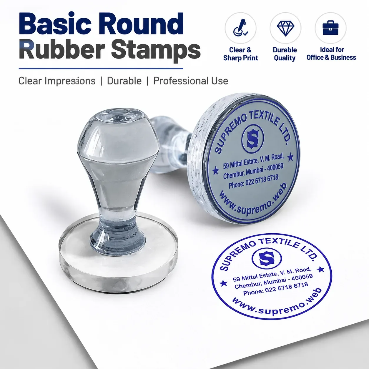 Custom Basic Round Rubber Stamp – 20 × 20 mm