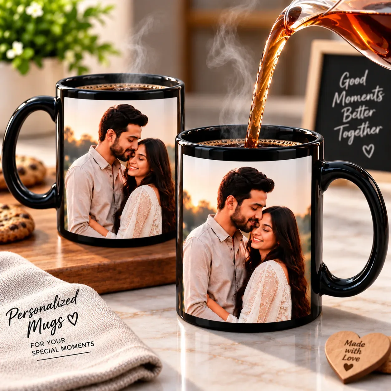 Personalized Black Photo Mug 325 mL | Custom Ceramic Coffee Mug | Photo & Logo Printing